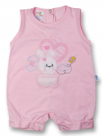 Bunny Romper in hot air balloon. Colour pink, size 0-1 month
