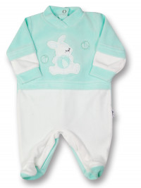 baby footie chenille balloon bunny rabbit. Colour green, size 1-3 months