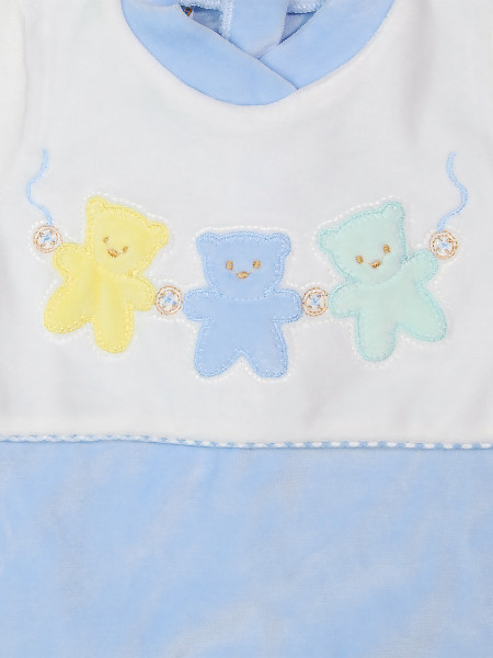 baby footie teddy bears in chenille hand. Colour light blue, size 3-6 months 2