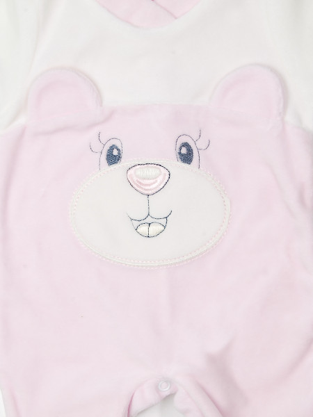 animal chenille baby footie with ears. Colour pink, size 9-12 months 2