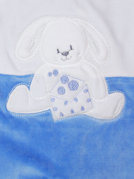 baby footie in chenille rabbit with letter. Colour light blue, size 3-6 months 2