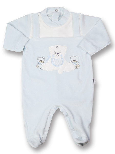 Baby footie Baby bear happy in chenille. Colour light blue, size 0-3 months Light blue Size 0-3 months