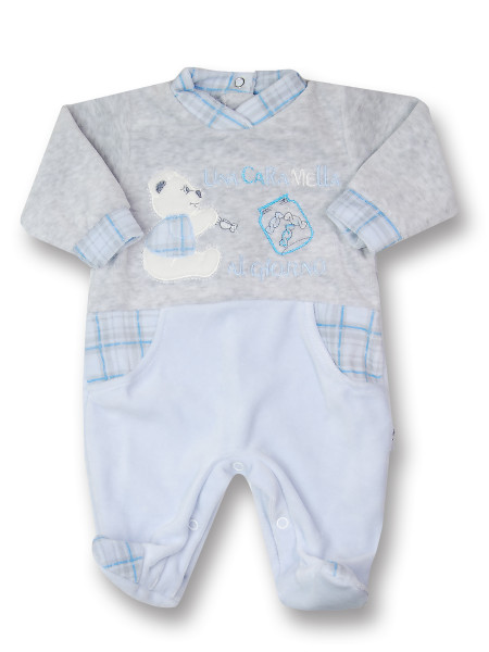 baby footie in chenille candy a day. Colour light blue, size 0-3 months Light blue Size 0-3 months