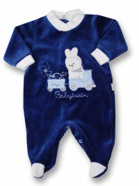 baby footie rabbit chenille babytrain rabbit. Colour blue, size 00