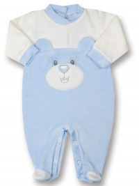 animal chenille baby footie with ears. Colour light blue, size 9-12 months