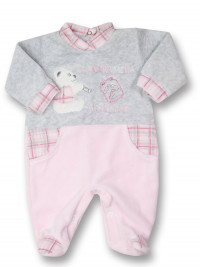 baby footie in chenille candy a day. Colour pink, size 0-3 months