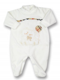 baby footie baby footie in chenille twins strip and ball. Colour creamy white, size 0-3 months