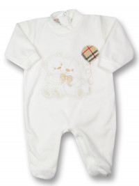 chenille baby footie balloon twins. Colour creamy white, size 6-9 months