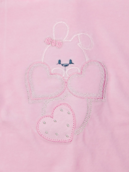 baby footie chenille, bunny rabbit bow and hearts. Colour pink, size 6-9 months 2