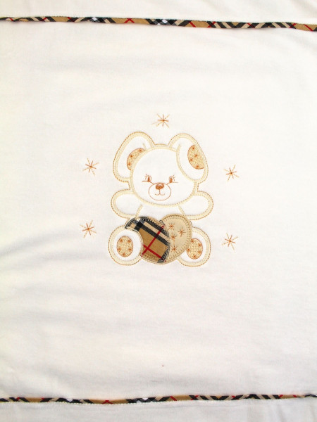 Chenille Baby Cradle Cover, Soft-heart Bunny. Colour creamy white, one size 2