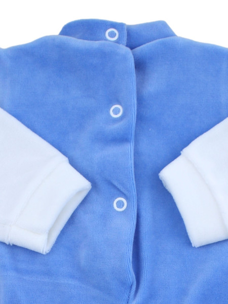 baby footie #color# and white chenille #cut # baby bear Hello. Colour royal blue, size 3-6 months 3