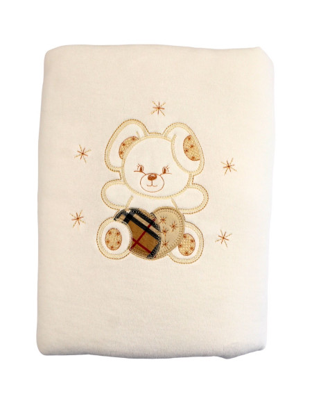 Chenille Baby Cradle Cover, Soft-heart Bunny. Colour creamy white, one size 3