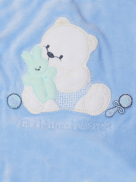baby footie chenille baby bear we play together?. Colour light blue, size 0-3 months 2