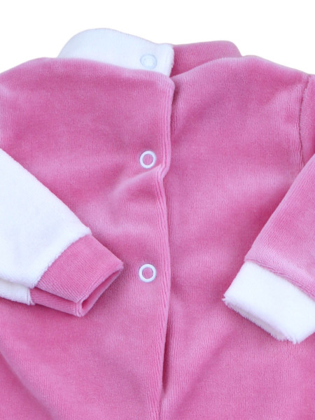 baby footie and white chenille baby bear muffin. Colour fuchsia, size 0-3 months 3