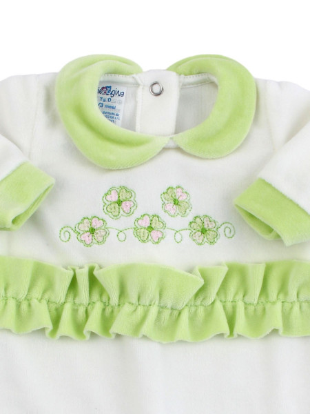 baby footie chenille clovers lucky charms. Colour pistacchio green, size 3-6 months 2