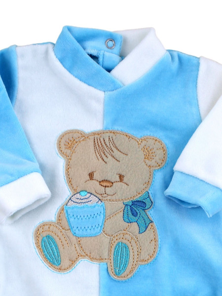 baby footie and white chenille baby bear muffin. Colour turquoise, size 3-6 months 2