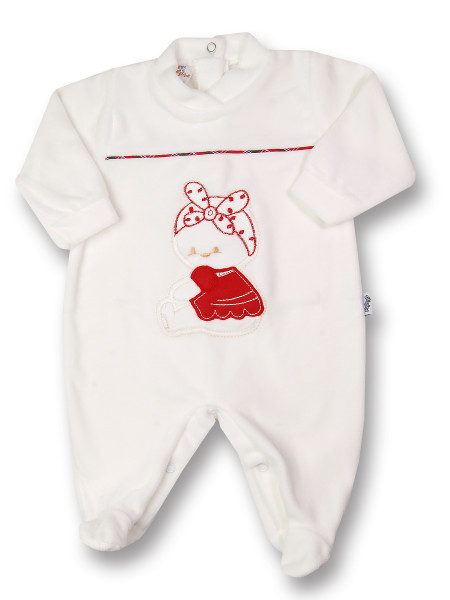 baby footie in chenille baby tartan. Colour creamy white, size 1-3 months Creamy white Size 1-3 months