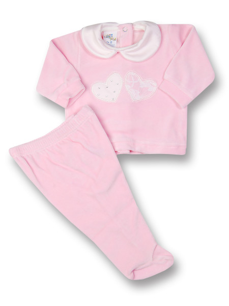 baby outfit chenille hearts rhinestones and lace. Colour pink, size 0-3 months Pink Size 0-3 months