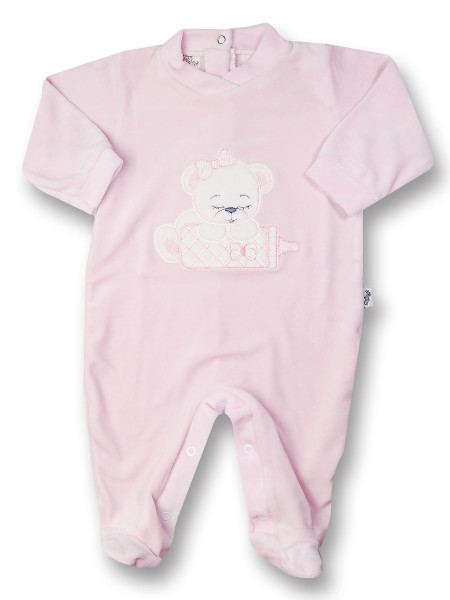 baby footie chenille bear, baby bottle, butterfly. Colour pink, size 9-12 months Pink Size 9-12 months