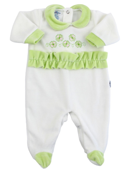 baby footie chenille clovers lucky charms. Colour pistacchio green, size 0-3 months Pistacchio green Size 0-3 months