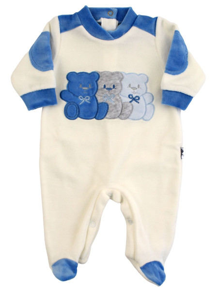 Baby footie Chenille baby Three little bears. Colour royal blue, size 0-3 months Royal blue Size 0-3 months