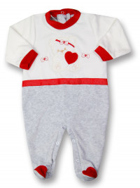 baby footie in chenille bear big heart. Colour creamy white, size 9-12 months