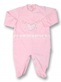 baby footie chenille bunnies heart and lace bunnies. Colour pink, size 6-9 months