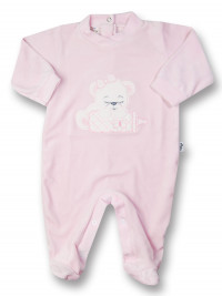 baby footie chenille bear, baby bottle, butterfly. Colour pink, size 9-12 months