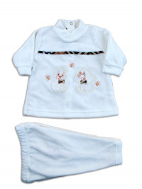 baby outfit chenille teddy bears scottish bees. Colour creamy white, size 3-6 months