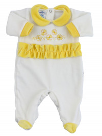 baby footie chenille clovers lucky charms. Colour yellow, size 3-6 months