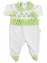 baby footie chenille clovers lucky charms. Colour pistacchio green, size 3-6 months