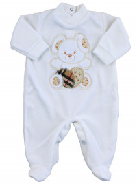 Baby footie baby chenille. Unisex. Cream White. Baby footie Soft heart. Colour creamy white, size 0-3 months