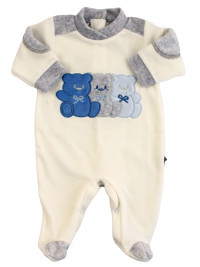 Baby footie Chenille baby Three little bears. Colour grey, size 6-9 months