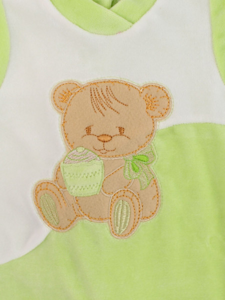 Baby footie baby chenille. Baby footie Cookie Bear. Colour pistacchio green, size 3-6 months 2