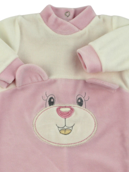 baby footie in chenille face with ears. Colour pink, size 3-6 months 2