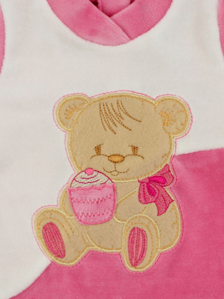 Baby footie baby chenille. Baby footie Cookie Bear. Colour fuchsia, size 6-9 months 2
