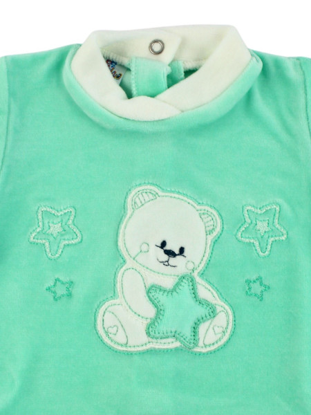 Baby outfit Baby in chenille. Baby outfit Bear with stars. Colour green, size 1-3 months 2
