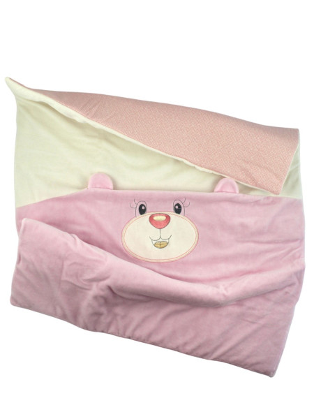 Newborn Baby Cradle Cover Chenille, Bear Muzzle and Ears. Colour pink, one size Pink One size