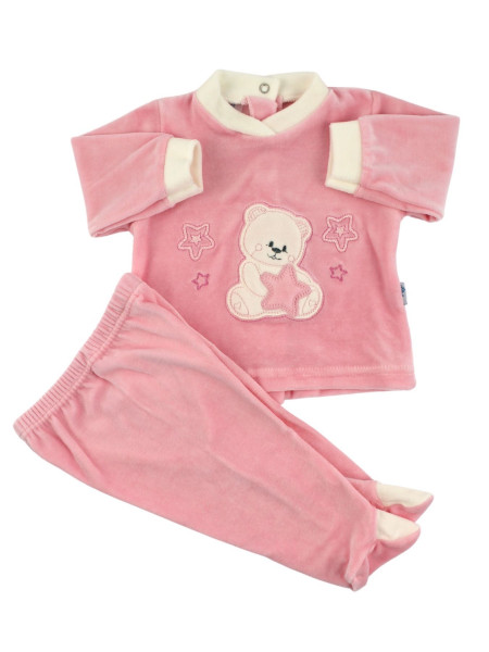 Baby outfit Baby in chenille. Baby outfit Bear with stars. Colour pink, size 6-9 months Pink Size 6-9 months