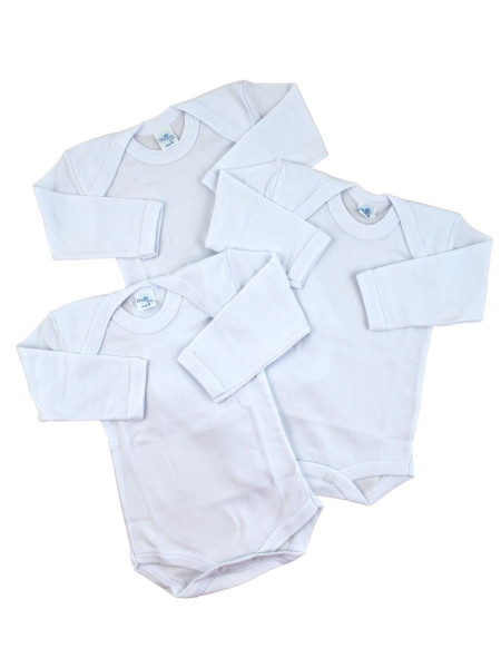 newborn baby three long-sleeved warm cotton bodysuit. Colour white, size 6-9 months White Size 6-9 months