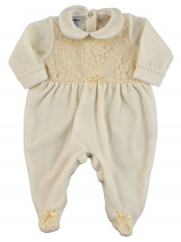 Baby footie chenille baby. Baby footie Elegant Baby Girl. Colour creamy white, size 3-6 months