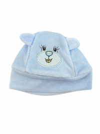 Baby Chenille Hat. Bear Hair Ears. Colour light blue, one size