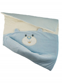 Newborn Baby Cradle Cover Chenille, Bear Muzzle and Ears. Colour light blue, one size