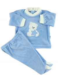 Baby outfit Baby in chenille. Baby outfit Bear with stars. Colour light blue, size 1-3 months