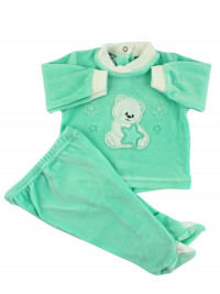 Baby outfit Baby in chenille. Baby outfit Bear with stars. Colour green, size 1-3 months