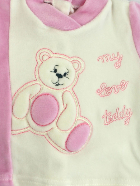 baby outfit in chenille my love teddy. Colour pink, size 0-1 month 2