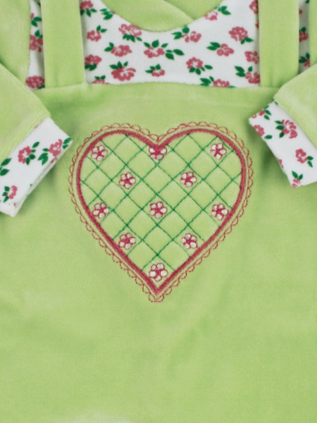 baby footie in chenille dungarees. baby footie mama's heart. Colour pistacchio green, size 3-6 months 2