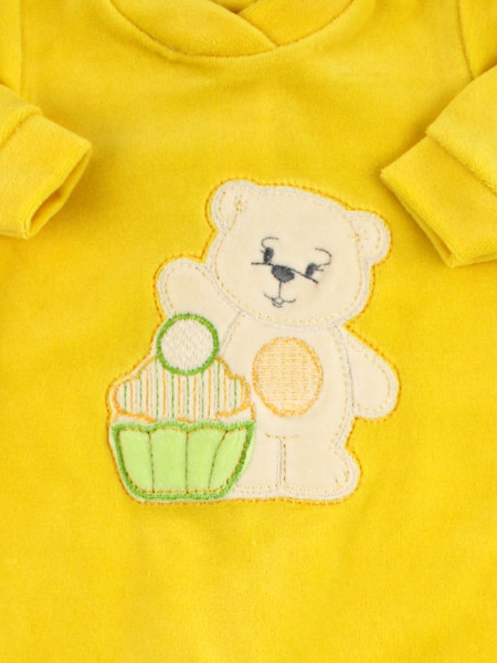 Baby footie baby chenille monochrome. Baby footie A sweet greeting. Colour yellow, size 3-6 months 2