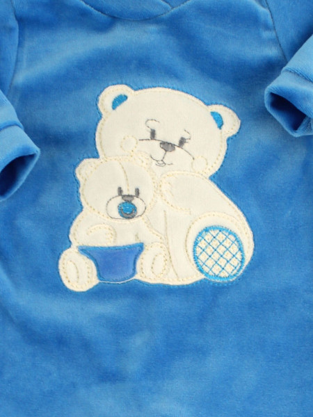 Baby footie in chenille, Baby footie bear family. Colour light blue, size 0-3 months 2