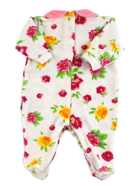 Baby footie chenille baby. Baby footie with floral prints. Colour pink, size 0-3 months 2